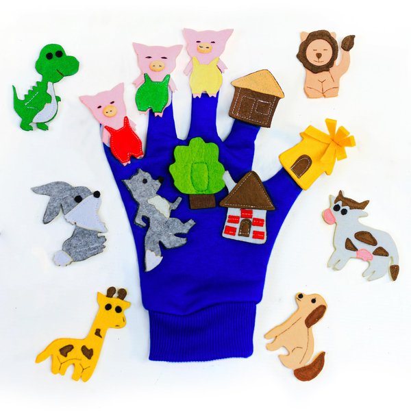 Handicraft Kids 14 Pcs Hand Puppets Set for Kids and Adults Glove with Felt Details Perfect for Storytelling Role-Playing Puppet Theatre Gift for Children