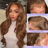 Chocolate Brown Body Wave Lace Front Wig Human Hair 180% Density 24 Inch 13x4 HD Lace Frontal Wigs Human Hair Glueless Human Hair Wigs for Black Women 4# Brown Human Hair Wig