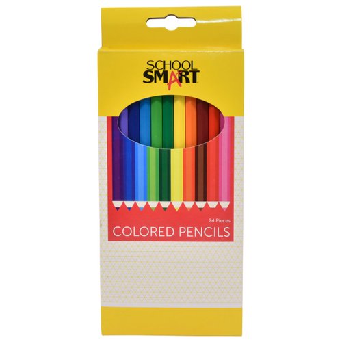 School Smart Colored Pencils for Coloring and Drawing, Assorted Colors, Pack of 24
