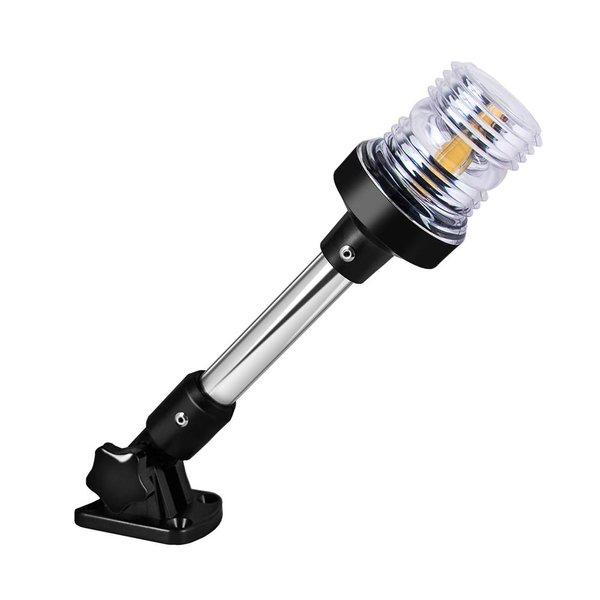 Sebnux White LED Fold Down Boat Stern Light Boat Anchor Light for Pontoon and Fishing Boat (12")