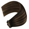 YoungSee 150G Clip in Hair Extension Real Human Hair Balayage Hair Extensions Clip ins Dark Brown Mix Medium Brown Highlights Brown Balayage Thick Human Hair Clip in Extensions 22Inch 7Pcs