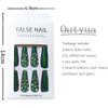 Outyua Rhinstone Super Long Fake Nails Coffin Green Press on Nails Glossy Ballerina Acrylic False Nails with Designs Artificial Full Cover Extra Long Nails for Women and Girls 24Pcs (Green Crystal)