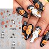 5 Sheets Halloween Nail Stickers 5D self Adhesive Cute Ghost Flower Nail Decals Skull Spider Nail Stickers for Nail Art Halloween Embossed Nail Art Design Halloween Stickers DIY Manicure for Women