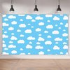 Aperturee Blue Sky White Cloud Banner 70.8 x 43.3 Inch Cartoon Story Natural Landscape Scenery Cute Cloud Design for Baby Showers Nursery Decor and Kids' Birthday Parties