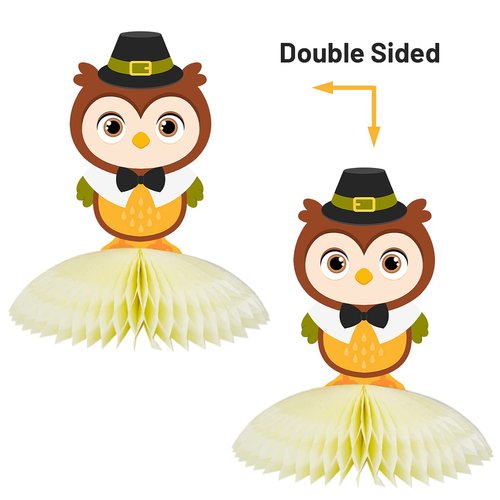 Thanksgiving Honeycomb Centerpieces 6 Pack Turkey Table Decorations Fall Decor Party Supplies 6.5 x 8 Inch for Home