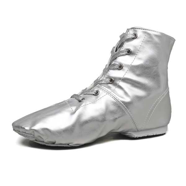 MSMAX Women Jazz Dance Shoes Dancing Ankle Boots for Men Silver 8.5 M US Women