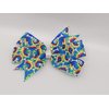 Rainbow Tye-Dye Dog Paw Print and Bones Hair Bow