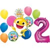 Anagram Baby Shark Girl 2nd Birthday Party Supplies Balloon Bouquet Decorations