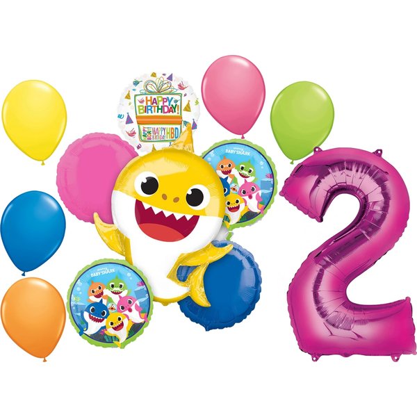 Anagram Baby Shark Girl 2nd Birthday Party Supplies Balloon Bouquet Decorations