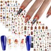 God Jesus Nail Art Stickers Decals, Christ Virgin Maria Love Cupid Angel Satan Nail Self-Adhesive Sticker Designs, Holographic 3D Angel Nail Transfer Decal for Women Girls Manicure Tips Decorations