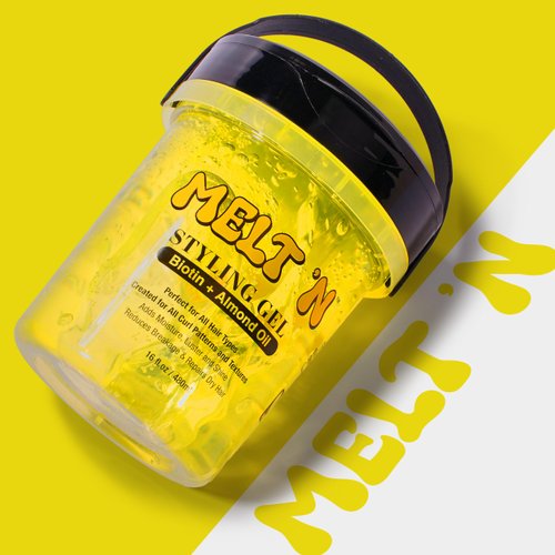 EBIN NEW YORK Melt'n Styling Gel Biotin and Almond Oil Infused 16oz - Strengthens Hair and Moisture Retenetion, Strong Hold Styling, Protects Hair from Damage, Gives High Shine, No Frizz or Breakage