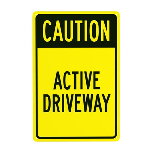 Active Driveway Warning Sign, Driveway Metal Security Signs, Safety Wall Decor Use for Home Business Yard Garden Office Street Road Indoor Outdoor Easy to Mount 8 x 12 Inch