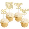 Gyufise 24Pcs Happy 35th Cupcake Toppers Glitter Thirty-five Straight Outta 1989 Cupcake Picks Cheers to 35 Years Birthday Cake Decorations for Happy 35th Birthday Anniversary Party Supplies Gold