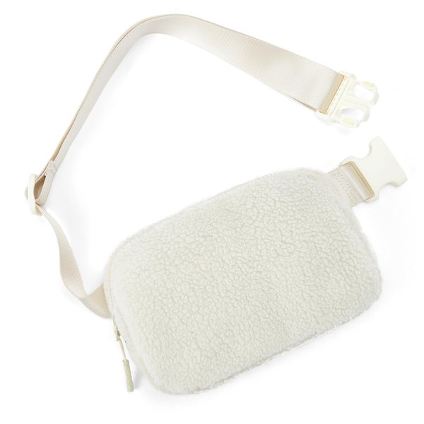 Telena Belt Bag for Women Men Fashionable Crossbody Fanny Pack for Women Trendy Waist Bag with Adjustable Strap Fleece Beige