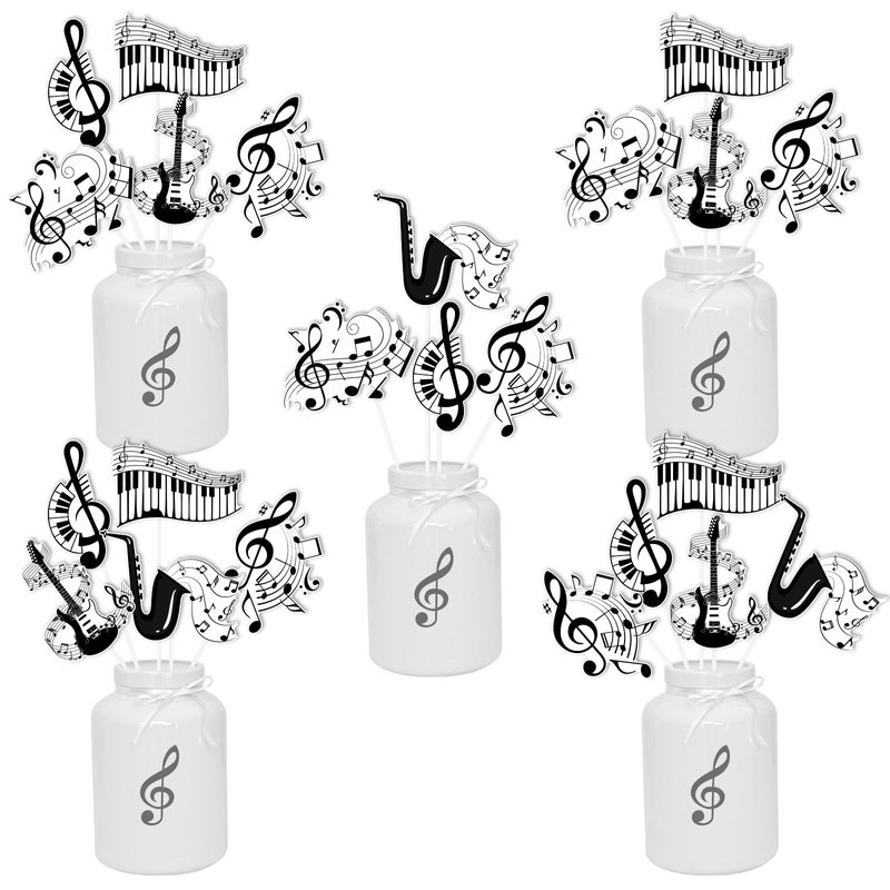 Kreatwow Music Notes Theme Table Decorations Black 24Pcs Music Notes ...