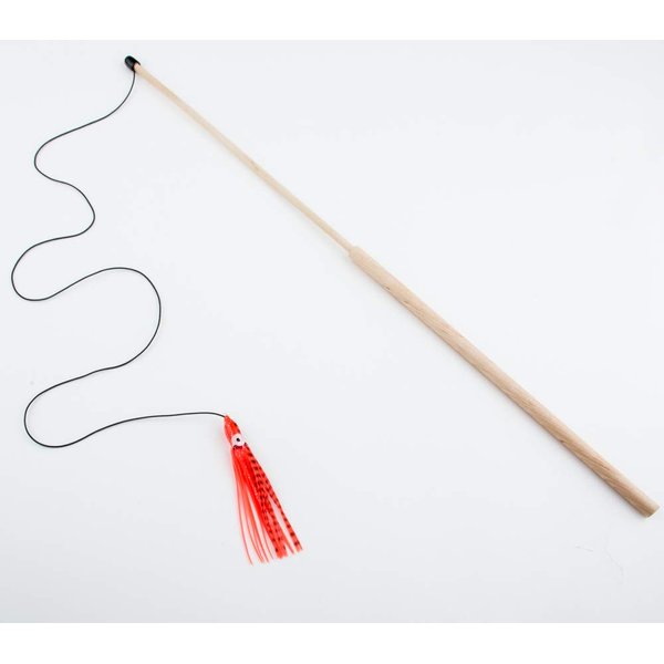 Dynamic Cat Toy | Orange with Black Stripes | Natural Birch Wood Rod Teaser and Exerciser for Cats and Kitten | Interactive Soft | Handcrafted in The USA