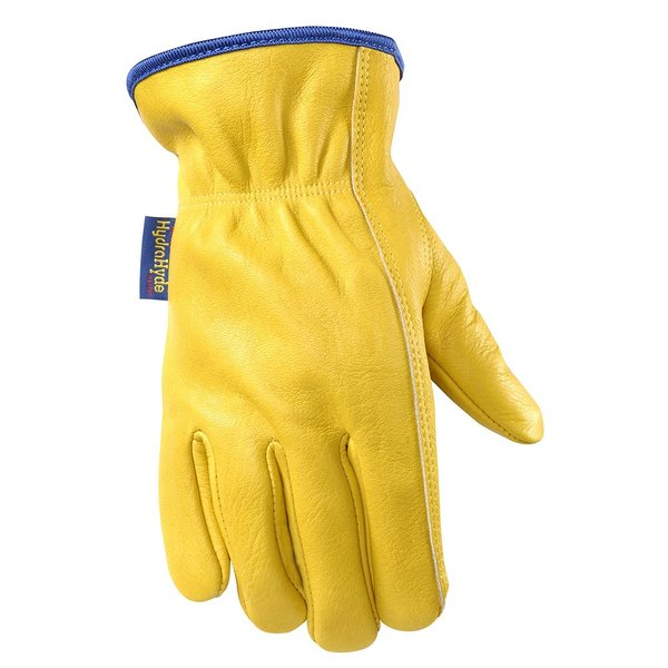 Water Resistant Leather Work Gloves, Grain Cowhide, Palm Patch, HydraHyde Technology, Medium (1201M)