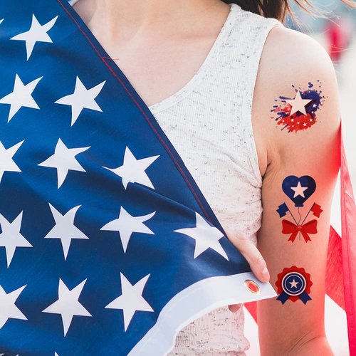 Awinmay 90Pcs Fourth of July Temporary Tattoos,American Flag Red White and Blue Fake Tattoo Stickers, 4th of July,USA Party Favors,Memorial Day, Independence Day, Labor Day Decorations Party Supplies