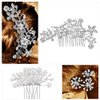 44Pcs Wedding Hair Combs for Brides Pearl Crystal Bridal Hair Accessories Side U Shaped Clips Silver Rhinestone Spiral Hair Pins for Women Bridesmaid Hair Down Headpiece