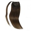 Ve Sunny Human Hair Ponytail Extension Dark Brown Ponytail Extension Human Hair Darkest Brown Ombre Medium Brown Clip Ponytail Extension Human Hair Wrap around Ponytail Adjustable 80g 18inch