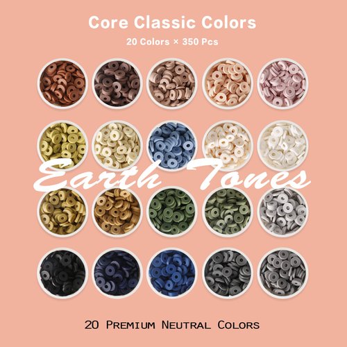 7200pcs Clay Beads Bracelet Making Kit, 20 Neutral Colors 6mm Polymer Heishi Beads for Jewelry Making, Friendship Bracelet Kit with Letter Beads Christmas Birthday Gift for Adults Tenn Girls