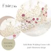 Fairyu Pearl Wedding Tiaras and Crown Bride Pink Flower Tiaras Baroque Wedding Tiara Hair Accessories for Women and Girls