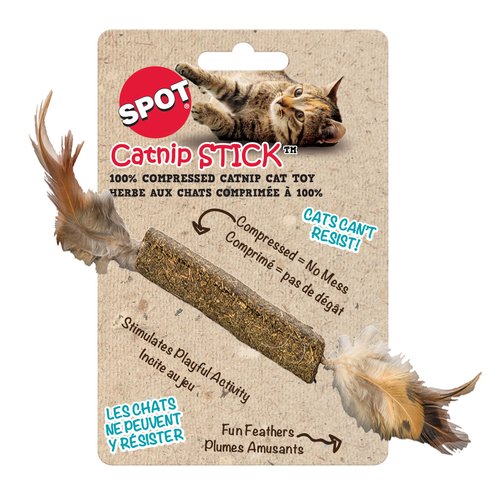 SPOT Ethical Pets Catnip Stick Cat Toy with Feathers, 12" (52061)