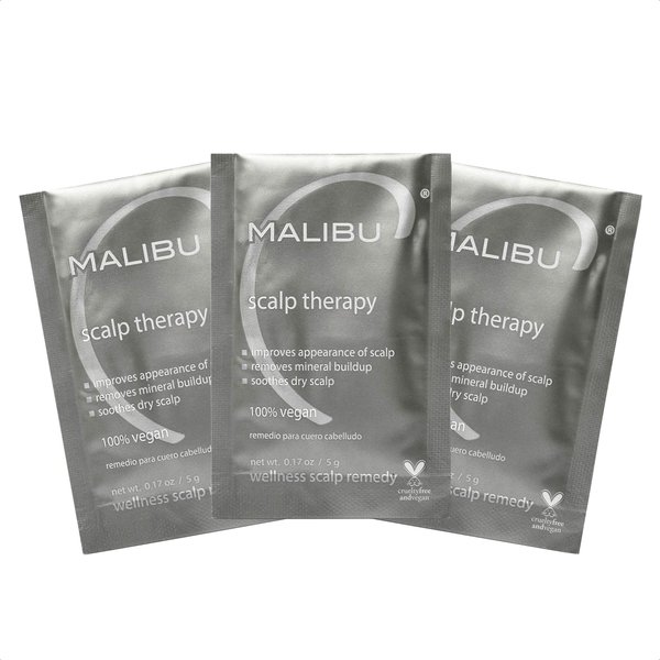 Malibu C Scalp Therapy Wellness Remedy - Scalp Care Remedy Packet to Soothe & Moisturize Dry Scalp - Restores Manageability with Vitamin C and Zinc Gluconate (3 Packets)