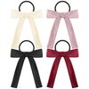 WLLHYF 4PCS Bow Hair Tie Satin Hair Ribbon Bowknot Long Tail Ponytail Holder Elastics Hair Scrunchies French Hair Scarf Bands Rope Princess Valentine's Day Hair Accessories for Women Girls