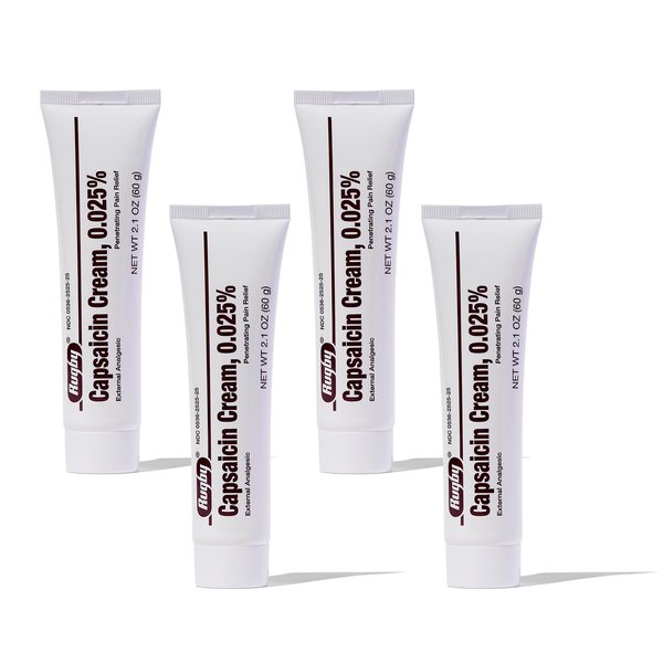 Rugby Capsaicin 0.025% Cream for Penetrating Pain Relief - 2.1 Oz (60g) - 4 Pack