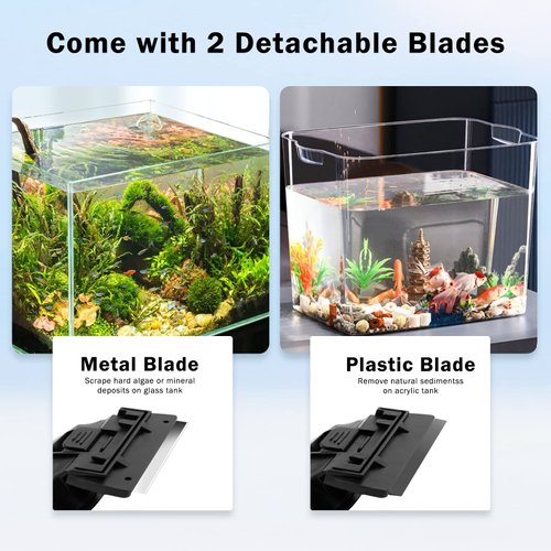 AQQA Aquarium Strong Magnetic Cleaner Brush, Fish Tank Glass Algae Magnet Cleaning Tool Floating Cleaner Scrubber Brush with 2 Detachable Scraper (Green,M)