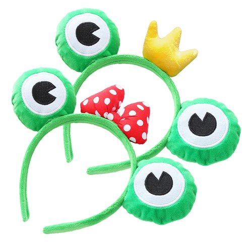 Frog Headbands with Bow&Crown Plush Frog Ears Headband,Cute Frog Eye Headbands Cosplay Costume Headwear Accessories for Passover Dress up Party Games Costume Fluffy Frog Makeup Headbands for Wash Face