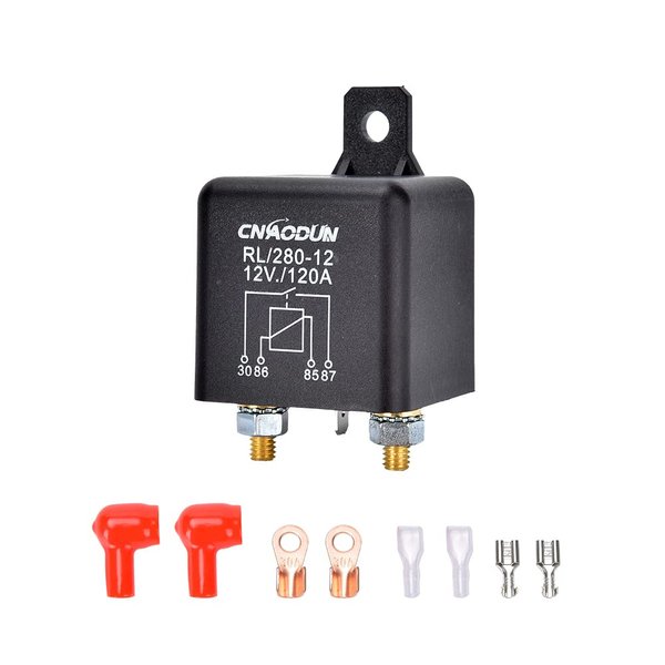CNAODUN 12V DC 120 Amp 4 Pin Split Charge Relay Switch Continuous Duty SPST Relay for Automotive Boat Marine…