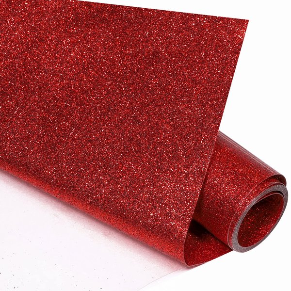 VINYL FROG Glitter HTV Vinyl Heat Transfer Vinyl Roll 12" x 5ft Red Iron on Vinyl Glitter Heat Press Vinyl for T-Shirts Works with All Cutter Machine