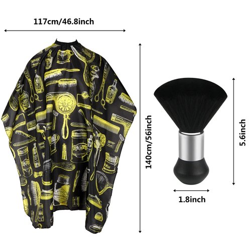 FEBSNOW Professional Hair Cutting Cape with Neck Duster Brush, Salon Barber Cape, Hair Cutting Accessories (Yellow Floral Print)