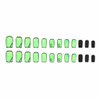 Foccna Comic Press on Nails Medium, Acrylic Fake Nails Square Cartoon False Nails Green,Artificial Nails for Women and Girls- 24 pcs