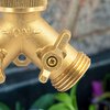 Hourleey Brass Garden Hose Splitter (2 Way), Solid Brass Hose Y Splitter 2 Valves with 2 Extra Rubber Washers (Brass)