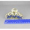 Gold hair clip plastic 3 3/8 inches long big barrette claw clamp oval chain link shiny