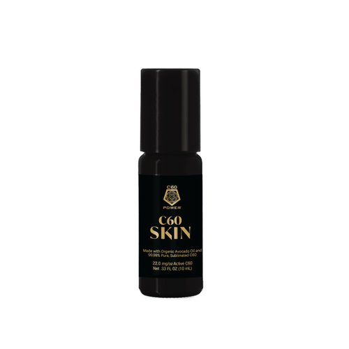 C60 Power - Skin Roll-On - Age-Defying Antioxidant Protection - Reduce Wrinkles, Heal Skin, Non-Greasy - Face, Body, Bug Bites, Scarring - Organic Avocado Oil, 99.99% Pure C60 Fullerenes