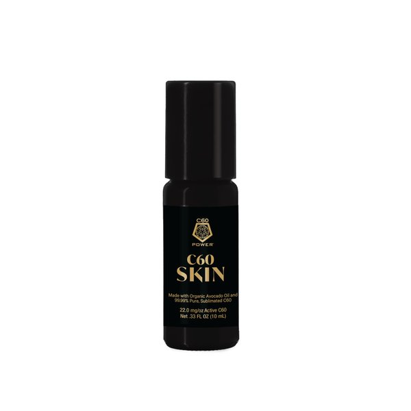 C60 Power - Skin Roll-On - Age-Defying Antioxidant Protection - Reduce Wrinkles, Heal Skin, Non-Greasy - Face, Body, Bug Bites, Scarring - Organic Avocado Oil, 99.99% Pure C60 Fullerenes