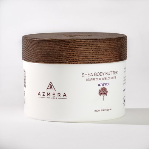 AZMERA Shea Body Butter for Women & Men – Fair-Trade, Organic Shea Butter & Pure Argan Oil Rich in Antioxidants & Vitamin E – Vegan, Raw Shea Butter from Africa Skin Care, Bergamot, 8.82Oz