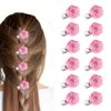 GeRRiT Small Flower Hair Clips for Women 12 Pcs Camellia Flower Mini Hair Barrettes Cute Pink Floral Hairpins Sweet Hair Accessories for Wedding Bridal Shower Valentine’s Day Braid Hair Decoration
