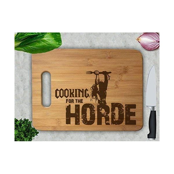 Cooking For the Horde Anniversary Wedding Gift Personalized Cutting Board Engagement Bamboo Cutting Board Chopping Block Gamer Gifts