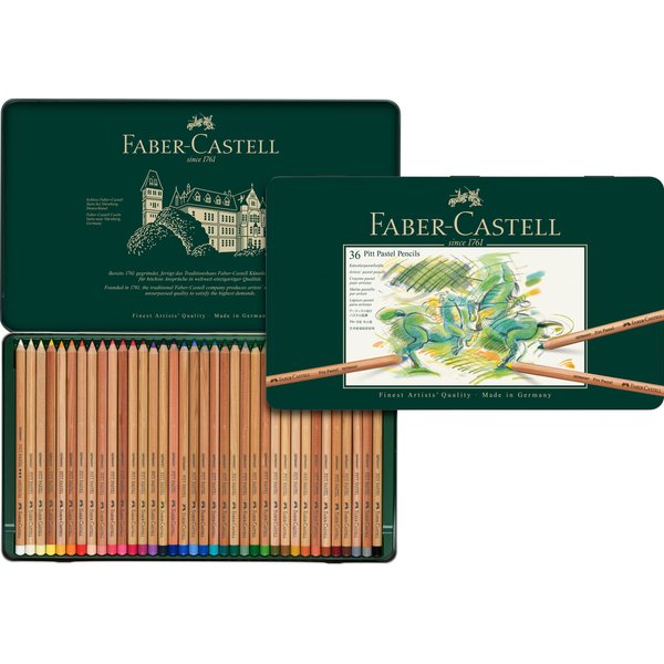 Faber-Castel Pitt Pastell Coloured Pencils in Metal Case, 36 Count (Pack of 1), Assorted