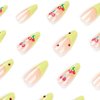 Hkanlre Almond Press on Nails Medium Cherry Fake Nails Acrylic French Green False Nails Glossy Full Cover Nails for Women and Girls 24PCS