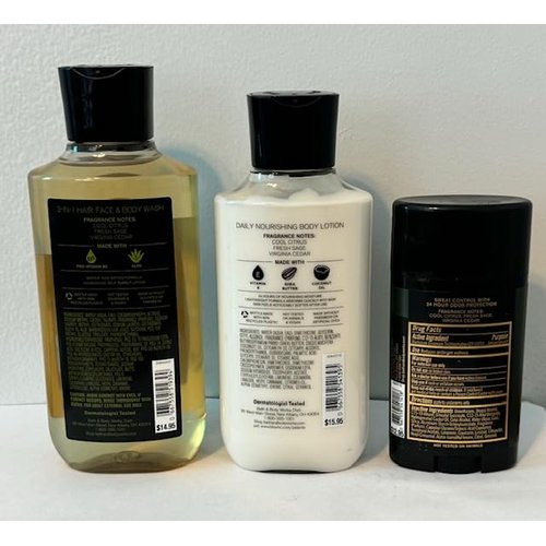 Bath Body Work Men's Collection Woodlands Trio Gift Set - Body Lotion, 3 in 1 Hair, Face & Body Wash, and Antiperspirant Deodorant (Packaging may vary)