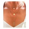 Yheakne Boho Layered Coin Bar Necklace Gold Disc Pendant Necklace Chain Multi Layered Vintage Necklace Jewelry for Women (Gold B)