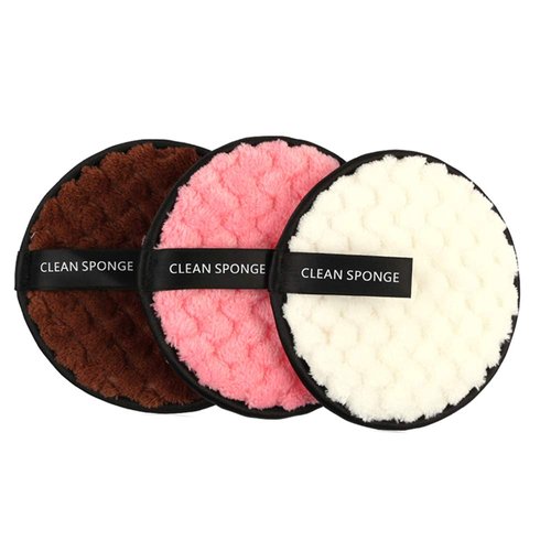 JewelryWe 3pcs Reusable Makeup Remover Pads Double-Side Washable Makeup Removal Cloth Facial and Skin Care Puff Sponge