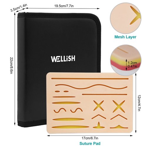 Suture Training Kit, Medical Suture Practice Kit Include 17 Pre-Cut Wounds Suture Pad, Suture Tools, Suture Thread and Needle