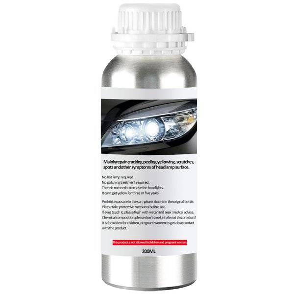 Pmbqifay 200ML Headlight Restoration Liquid, Car Headlight Repair Fluid, Headlight Repair Polish Kit Refill Bottle for Repair Headlight Yellowing, Haze, Oxidation, Scrashes